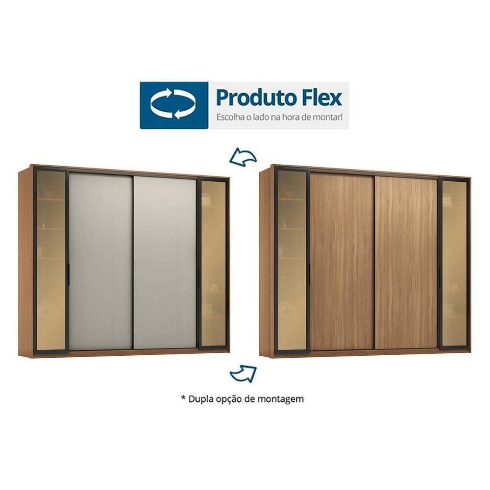 Guarda Roupa 4 Portas e 4 Gavetas c/ 2 Vidros Reflecta Laredo Amendola/Nude Prime TX - Demóbile - 2