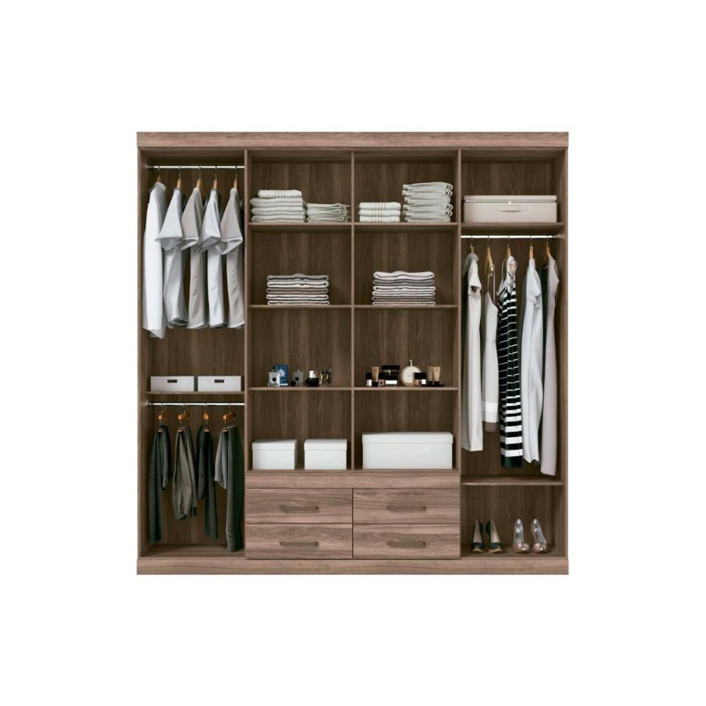 Guarda Roupa Casal 8 Portas e 4 Gavetas c/ Espelho e Pés Nápoles Branco - Santos Andirá - 6