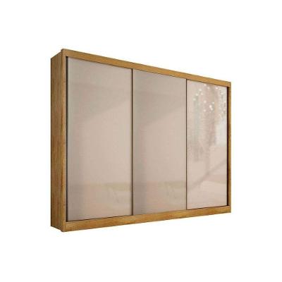 Guarda Roupa Casal Natus Freijo Cumaru c- Fendi 3 Portas de Correr 6 Gavetas MDF