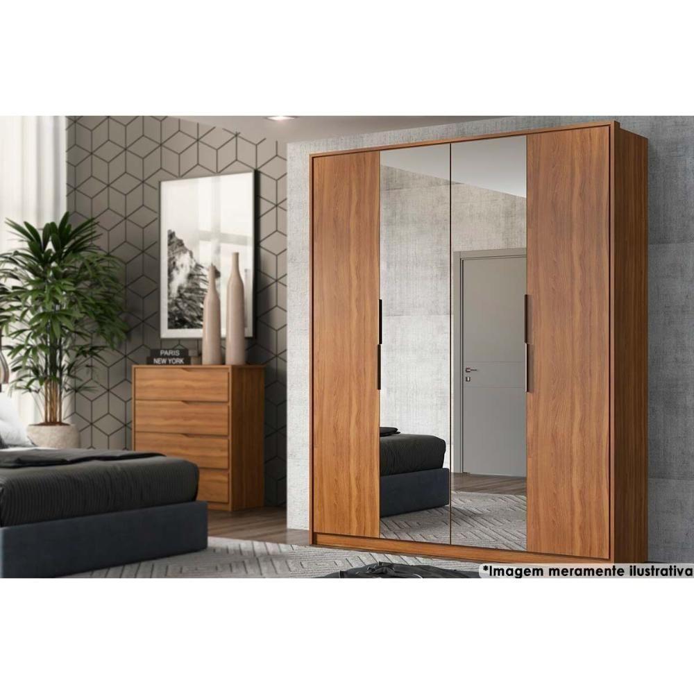 Guarda Roupa 4 Portas e 3 Gavetas c/ 2 Espelhos Attore Amêndola Touch - Demóbile - 1