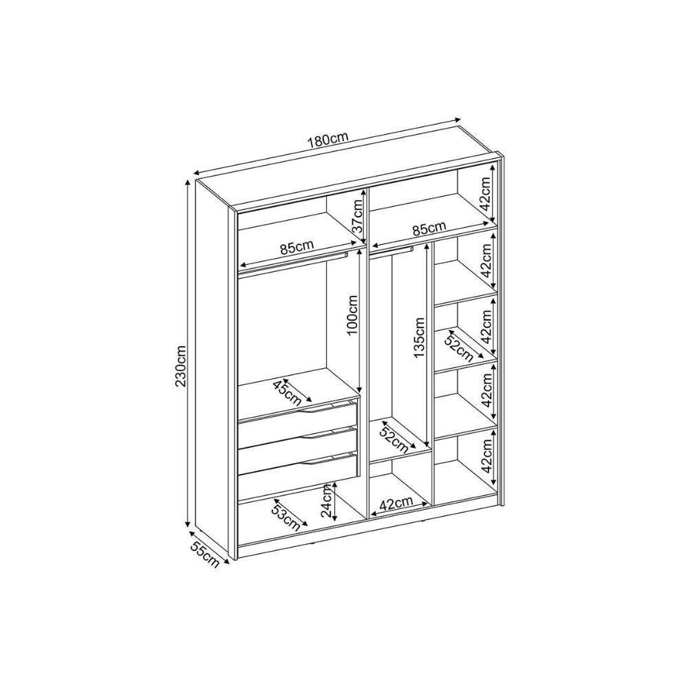 Guarda Roupa 4 Portas e 3 Gavetas c/ 2 Espelhos Attore Amêndola Touch - Demóbile - 3