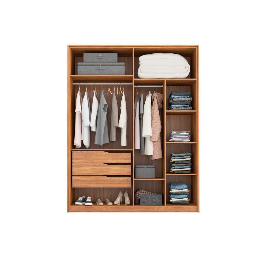 Guarda Roupa 4 Portas e 3 Gavetas c/ 2 Espelhos Attore Amêndola Touch - Demóbile - 5