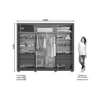Guarda Roupa Casal 2 Portas de Correr e 4 Gavetas Palace Rústico/Off White - Henn - 5