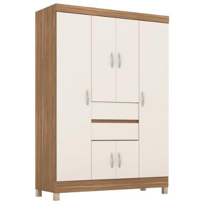 Guarda Roupa Casal Dresden 6 Portas de Bater 2 Gavetas Amêndola-Off-White MDP