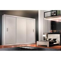Guarda Roupa Casal 3 Portas de Correr e 4 Gavetas Veneza Branco - Rufato