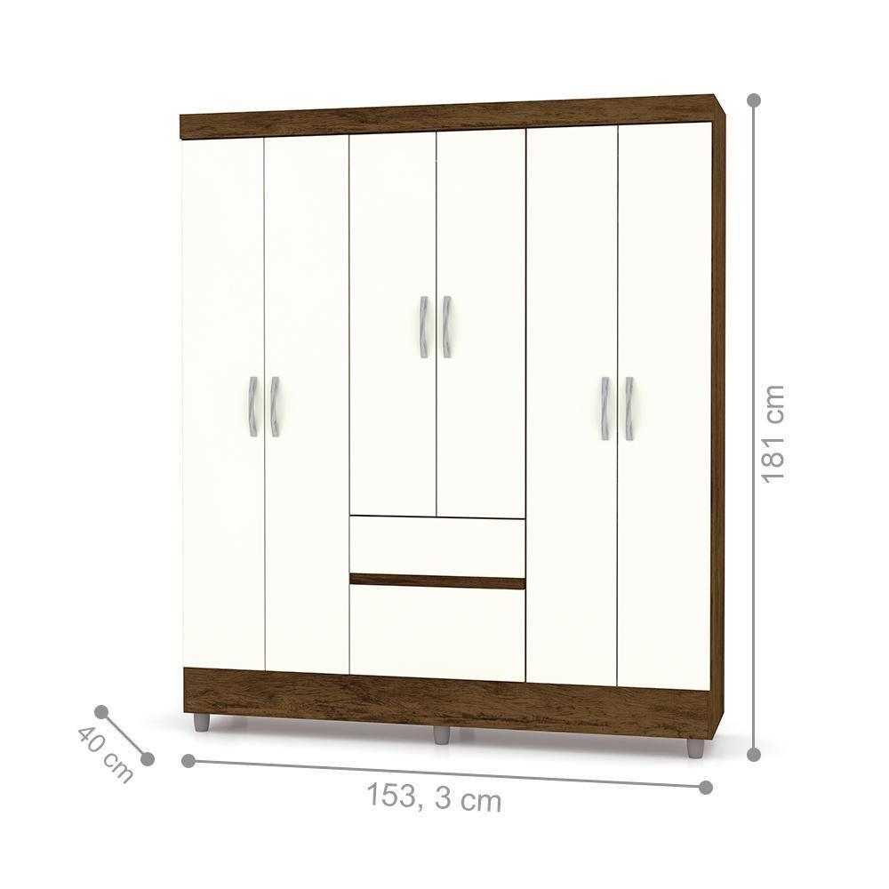 Roupeiro 6 Portas Miura Imbuia Champanhe - 5