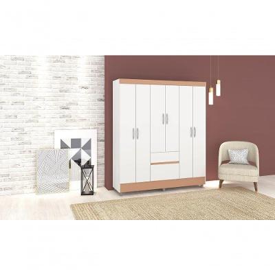 Guarda Roupa Casal Miura 6 Portas 2 Gavetas Branco-Camarim