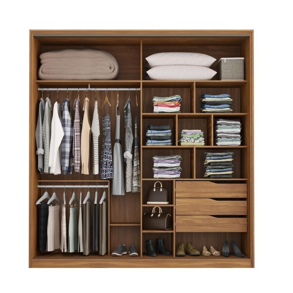 Roupeiro Casal 2 Portas Com Espelho Valencia Amendola Grafito - 6