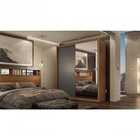 Roupeiro Casal 2 Portas Com Espelho Valencia Amendola Grafito