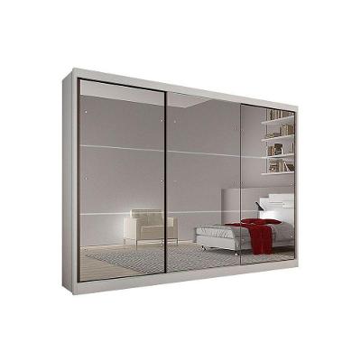 Guarda Roupa 3 Portas  e 8 Gavetas c/ Espelho Passion Branco - Novo Horizonte