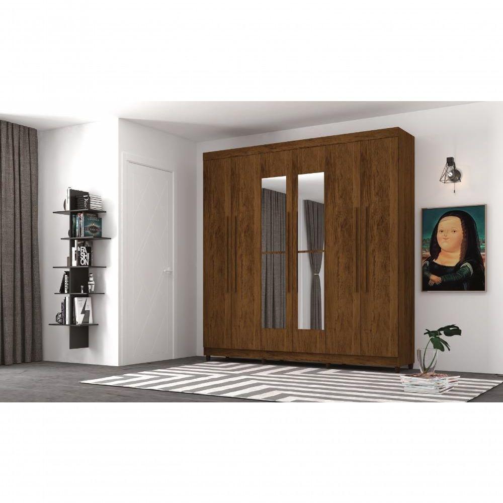 Roupeiro 6 Portas Com Espelho Bentley Imbuia Rústico - 3