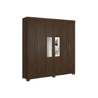 Guarda Roupa Casal 6 Portas e 3 Gavetas c/ Espelho Prático Branco - Demóbile