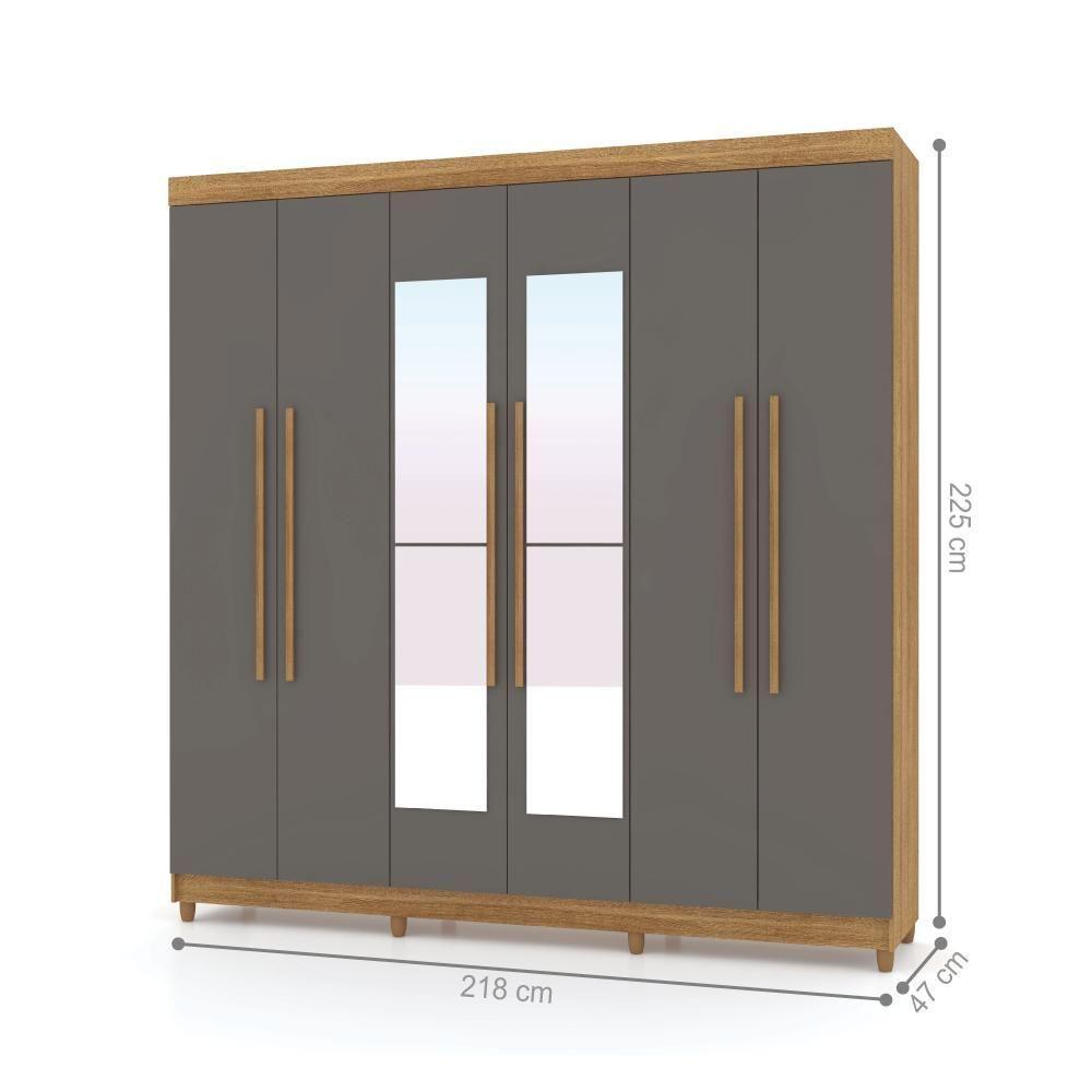 Roupeiro 6 Portas Com Espelho Bentley Nature Alasca - 2