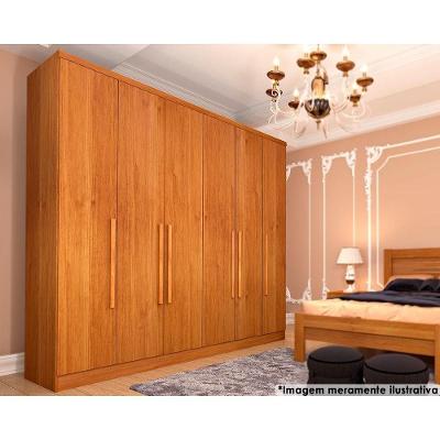 Guarda Roupa Casal Veneza 6 Portas de Bater 4 Gavetas Cinamomo MDP Tcil Móveis