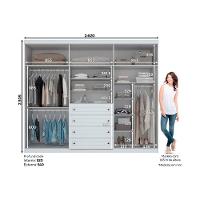 Guarda Roupa 6 Portas  e 4 Gavetas Americano  Branco - Henn - 5