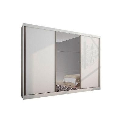 Guarda Roupa Casal Natus Plus 3 Portas de Correr 8 Gavetas Branco MDF com Espelho