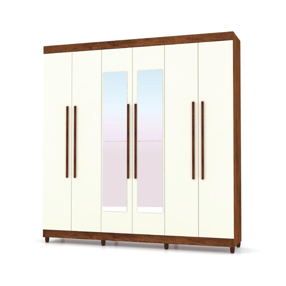 Roupeiro 6 Portas Com Espelho Bentley Imbuia Champanhe - 2