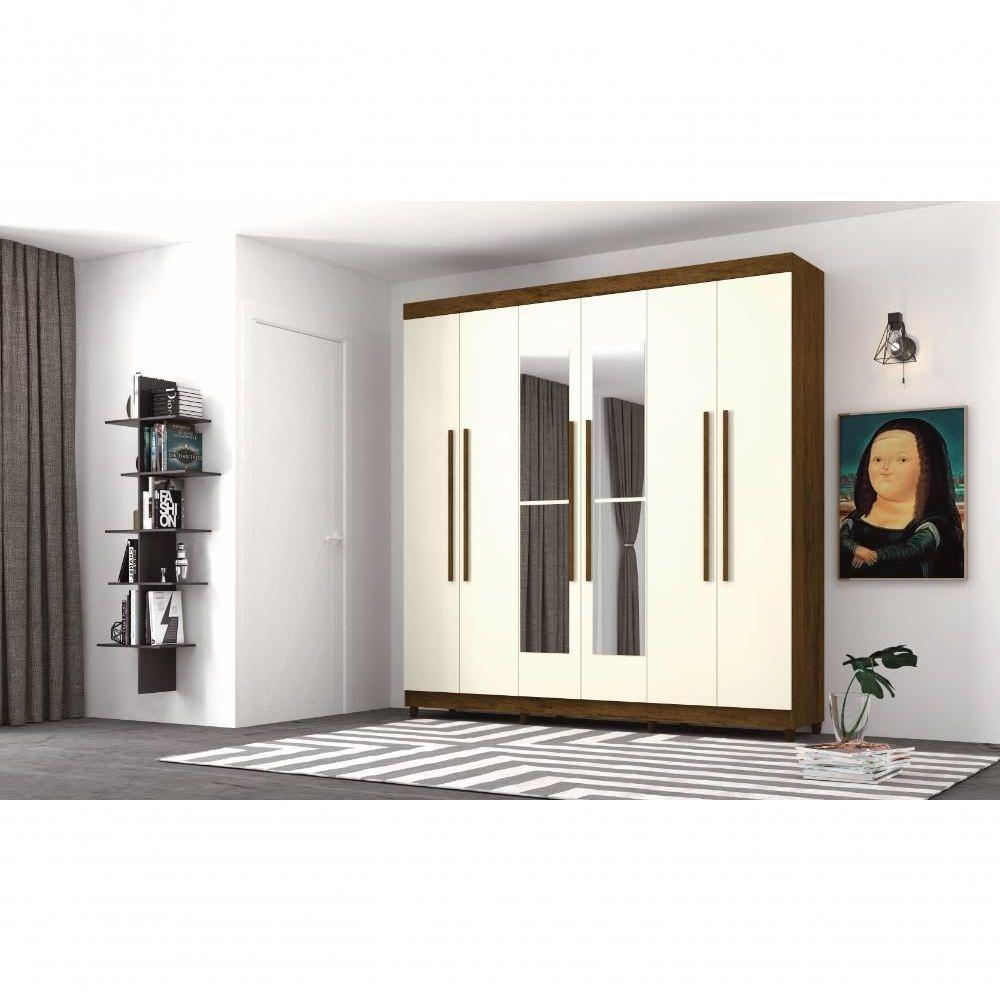 Roupeiro 6 Portas Com Espelho Bentley Imbuia Champanhe - 4