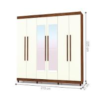 Roupeiro 6 Portas Com Espelho Bentley Imbuia Champanhe - 3