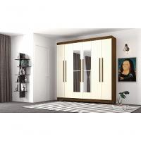 Roupeiro 6 Portas Com Espelho Bentley Imbuia Champanhe