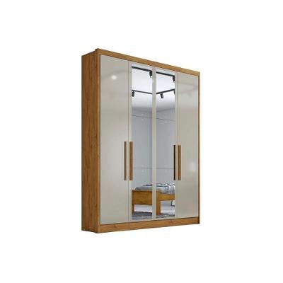 Guarda Roupa Solteiro Moderni 4 Portas de Bater 3 Gavetas Freijó-Fendioff MDF