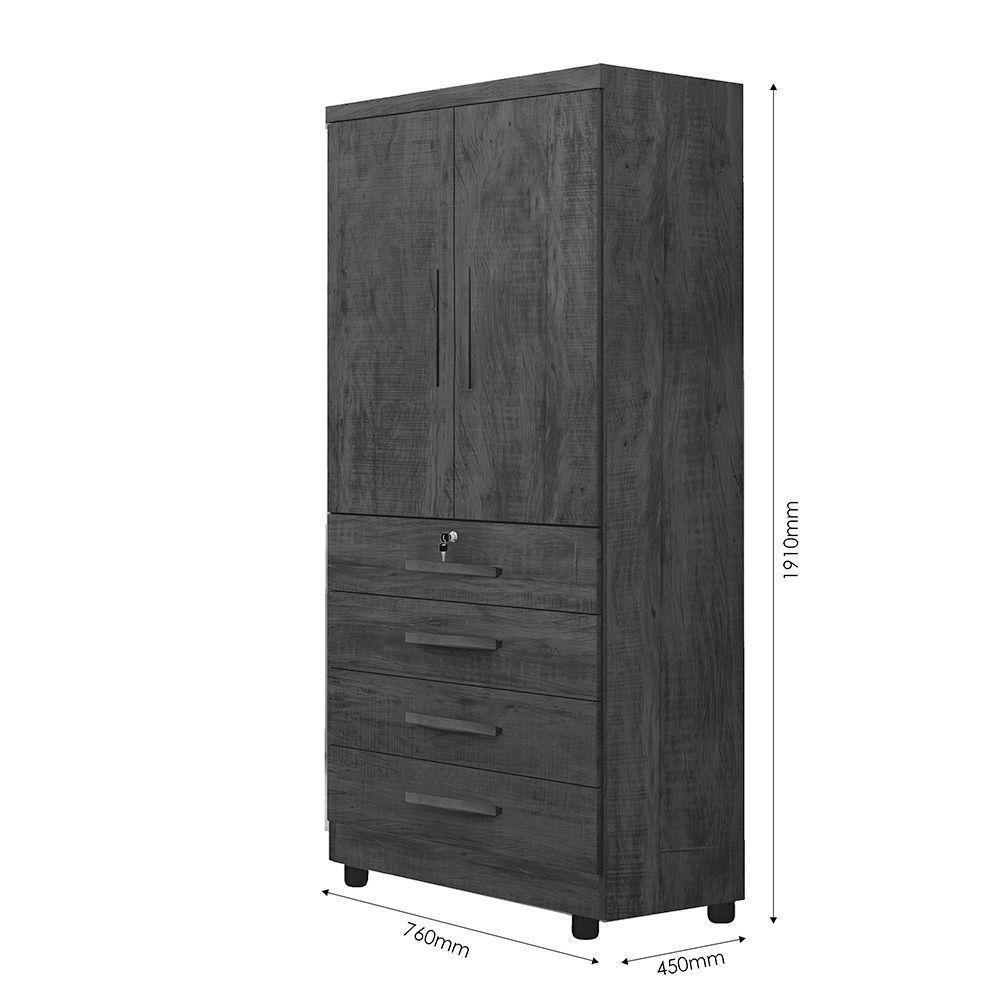 Roupeiro Conjugado 2 Portas 4 Gavetas New Maia Benetil Cinamomo/Off White. - 3