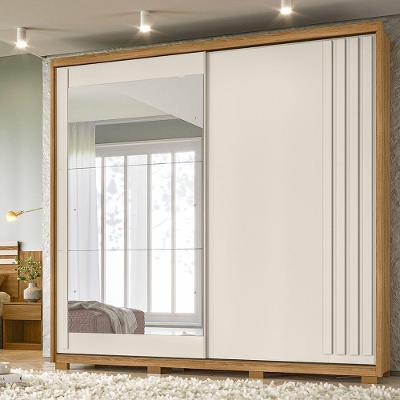 Guarda Roupa Moval Dhara 2 Portas Deslizantes Com 3 Espelhos Freijo/off White
