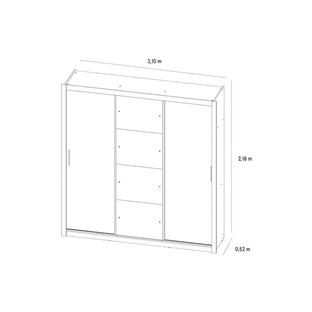 Guarda Roupa Casal 3 Portas de Correr e 2 Gavetas c/ Espelho e Pés Residence Branco - Demóbile - 5