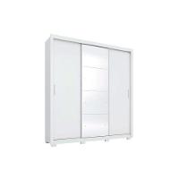 Guarda Roupa Casal 3 Portas de Correr e 2 Gavetas c/ Espelho e Pés Residence Branco - Demóbile - 1