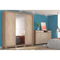 Guarda Roupa Casal 3 Portas de Correr e 2 Gavetas c/ Espelho e Pés Residence Branco - Demóbile - 5