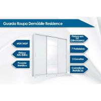 Guarda Roupa Casal 3 Portas de Correr e 2 Gavetas c/ Espelho e Pés Residence Branco - Demóbile - 7