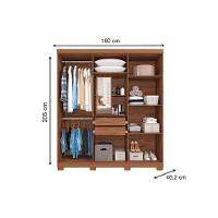 Guarda Roupa 6 Portas  e 2 Gavetas c/ Espelho Interno Milena Branco - Panan - 3