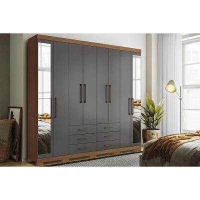 Guarda Roupa Casal Master 8.6 8 Portas de Abrir 6 Gavetas Jatoba-Grafitte Santos Andirá