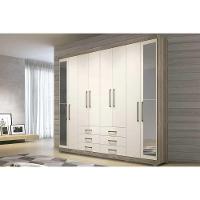 Guarda Roupa Casal 8 Portas e 6 Gavetas c/ Espelho e Pés Master 8.6 Jatoba/Grafitte - Santos Andirá - 5