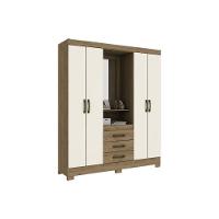 Guarda Roupa Casal 4 Portas e 3 Gavetas c/ Espelho Briz B24 Nature/Cinza - Henn - 2