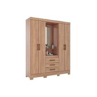 Guarda Roupa Casal 4 Portas e 3 Gavetas c/ Espelho Briz B24 Nature/Cinza - Henn - 6