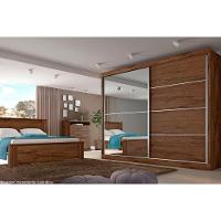 Guarda Roupa Casal 2 Portas de Correr e 4 Gavetas c/ 1 Espelho Verona Plus Peroba/Off White/Peroba - Europa - 3