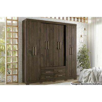 Guarda Roupa Casal Nápoles Ébano 8 Portas de Abrir 4 Gavetas Ébano Santos Andirá