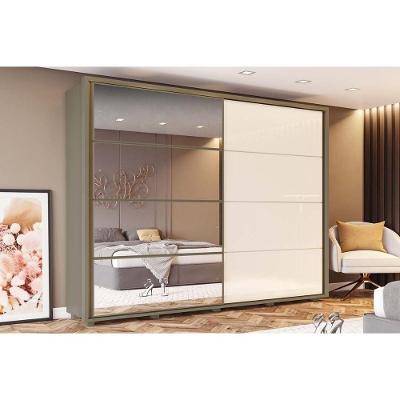 Guarda Roupa Casal Cavic Duna-Off White 4 Portas Correr e Bater 6 Gavetas MDF-MDP Henn