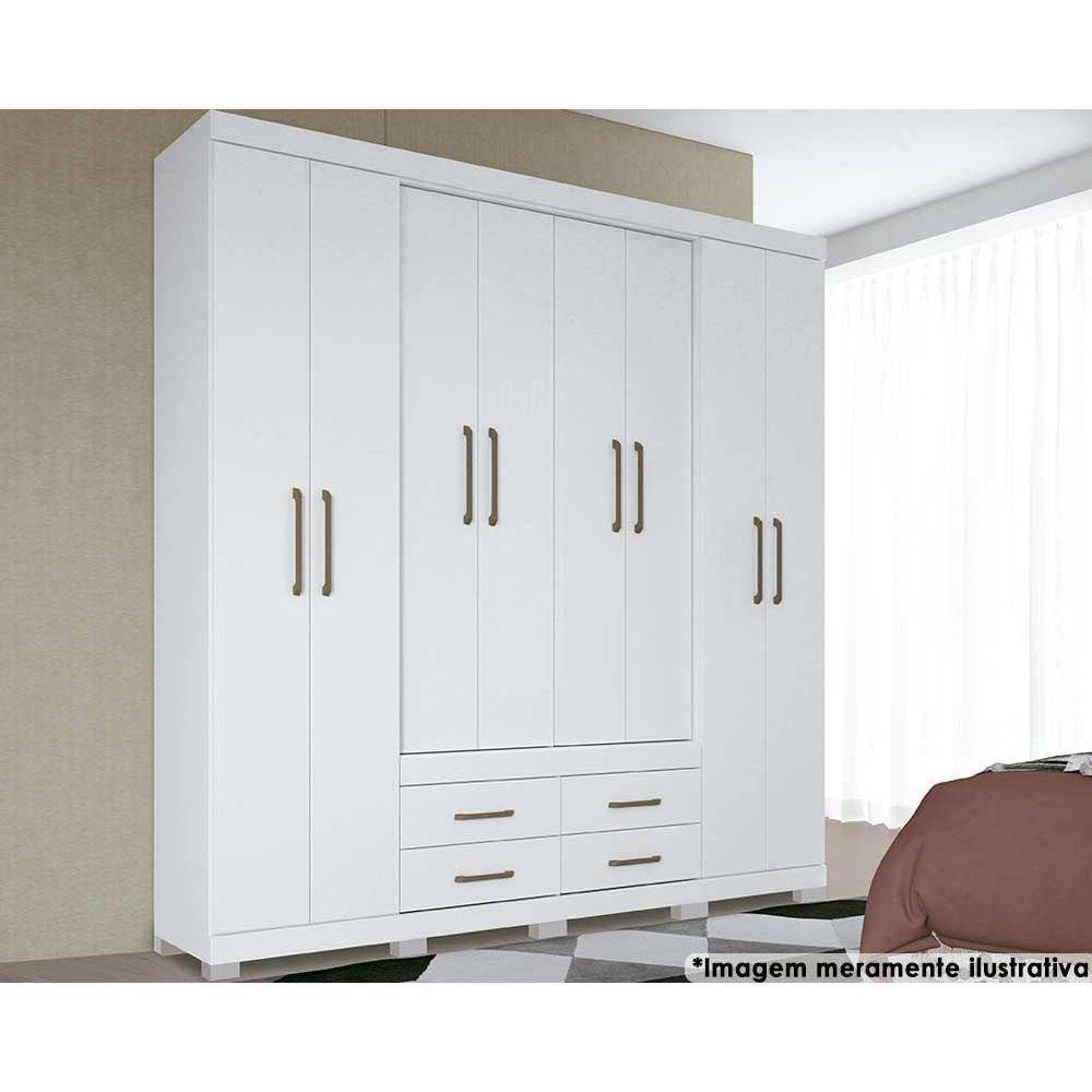 Guarda Roupa 8 Portas  e 4 Gavetas c/ Pés Nápoles  Branco - Santos Andirá - 1
