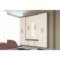 Guarda Roupa Casal 8 Portas e 4 Gavetas c/ Pés Nápoles Branco - Santos Andirá - 3