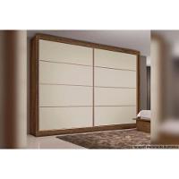 Guarda Roupa Casal 2 Portas de Correr e 6 Gavetas Sevilha Braúna/Off White - Europa