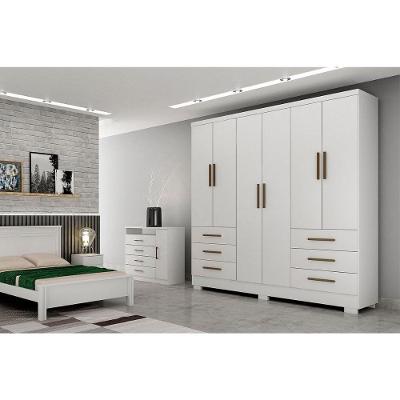 Guarda Roupa Solteiro Encant 4 Portas Bater 6 Gavetas Freijó-Fendi Off