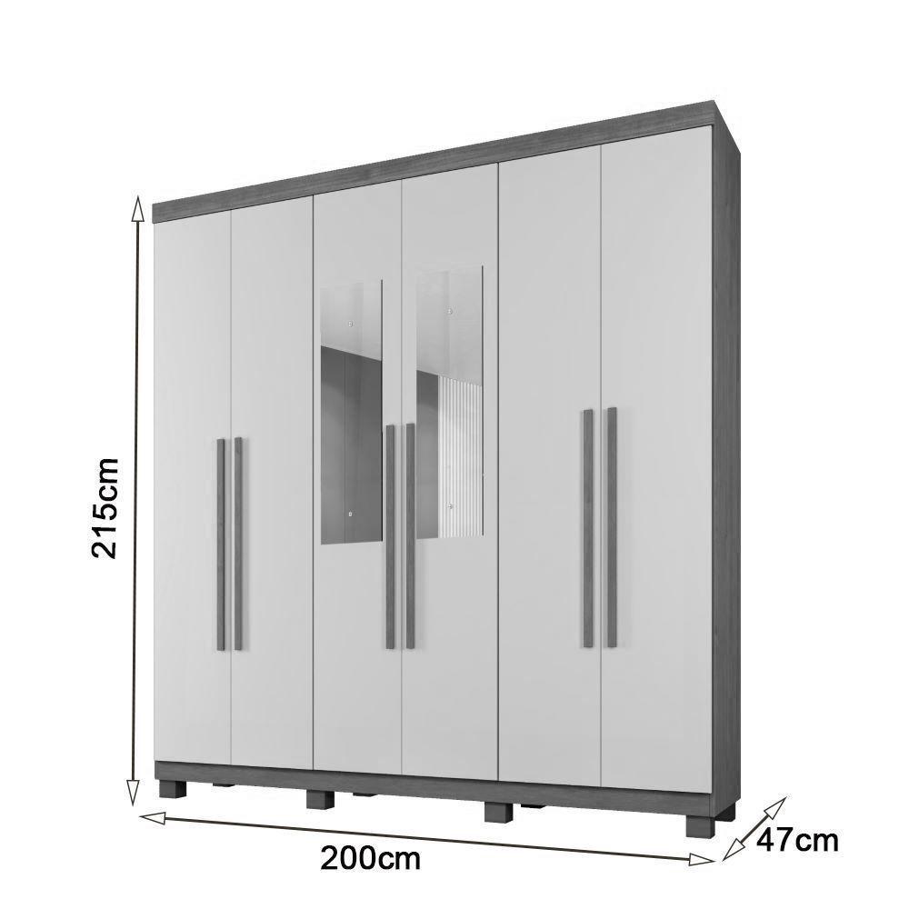 Roupeiro Com Espelho Milão 6 Portas 3 Gavetas Benetil Cor:cinamomo - 2