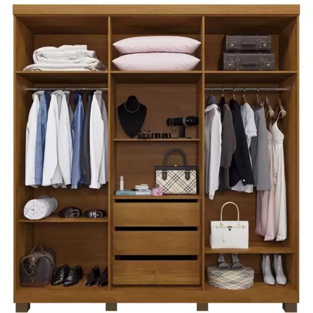 Roupeiro Com Espelho Milão 6 Portas 3 Gavetas Benetil Cor:cinamomo - 3