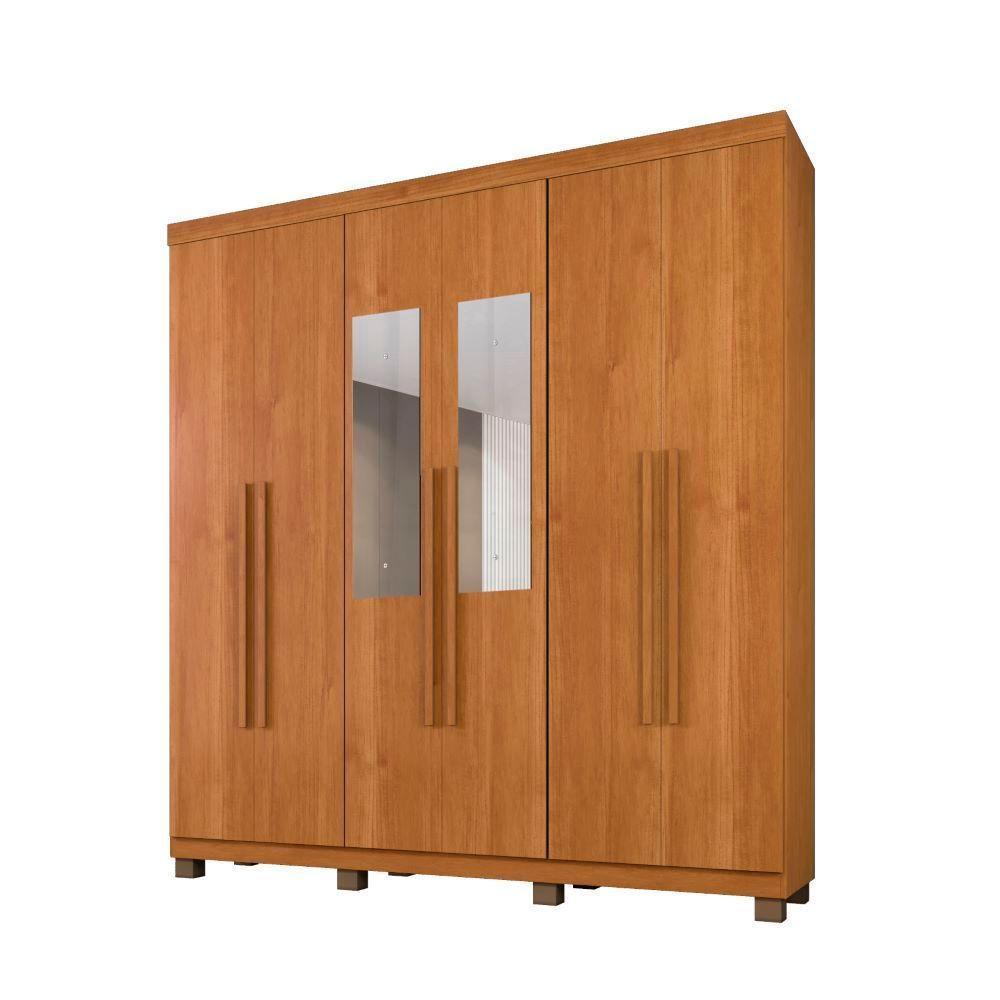 Roupeiro Com Espelho Milão 6 Portas 3 Gavetas Benetil Cor:cinamomo - 4