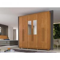 Roupeiro Com Espelho Milão 6 Portas 3 Gavetas Benetil Cor:cinamomo - 1