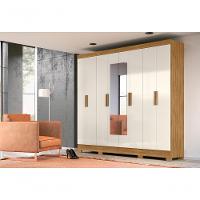 Roupeiro 8 Portas Rocas Com Espelho Freijó Off White - 3