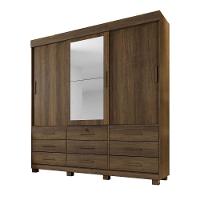 Guarda-Roupas Londres 3 Portas 9 Gavetas Com Espelho Benetil Imbuia - 1