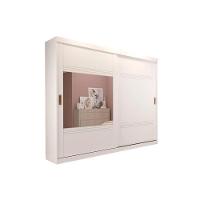 Guarda Roupa Casal 2 Portas de Correr e 4 Gavetas c/ 1 Espelho Blumenau Branco - Panan - 1
